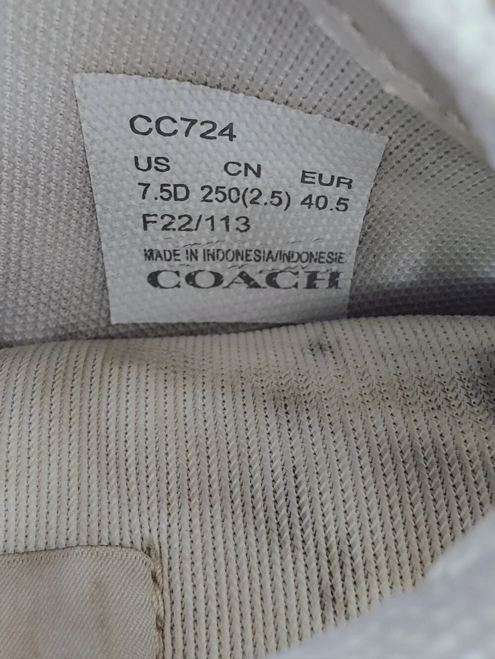 Coach Men's Low White Leather Sneakers Tennis Shoes, Sz 7.5